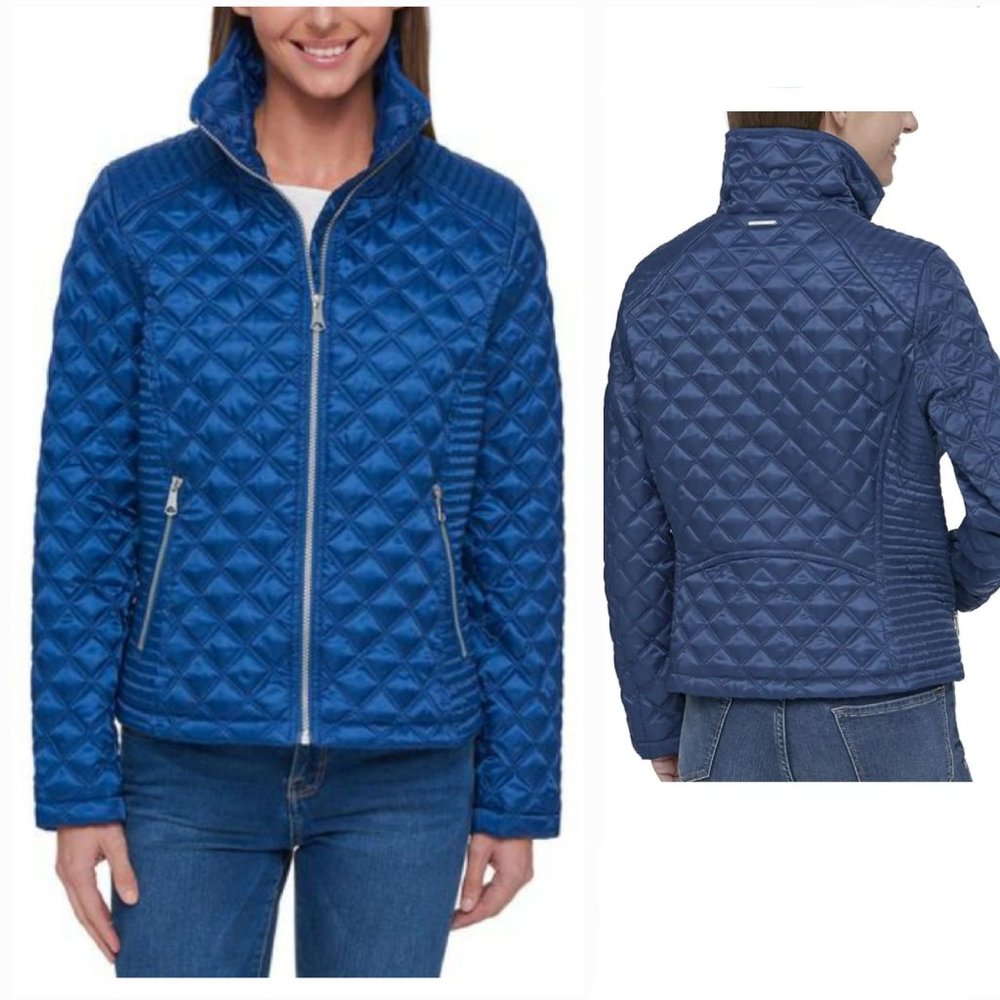 Marc New York Andrew Marc Navy Quilted Puff Jacket Zipper Pockets XS